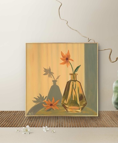 Painting flowers vase - painting,