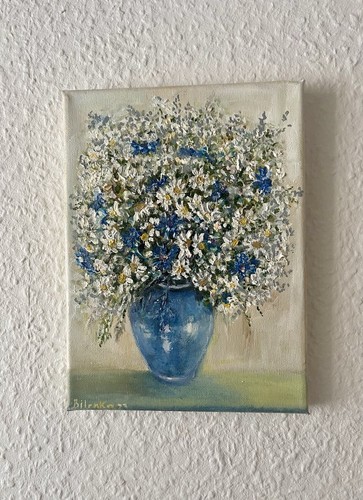 Field flowers blue - flowers, wall