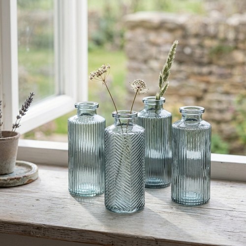 4er set kleine vase - grün, glas