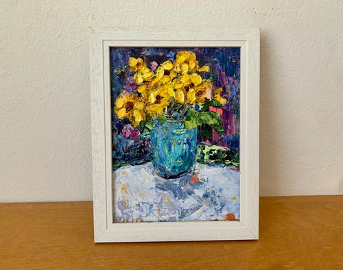 Yellow flowers vase oil - flowers,