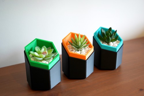 Slanted hex flower pot - hex,