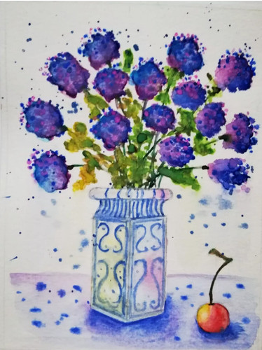 Purple flowers vase - purple, a