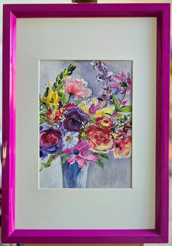 Flowers vase pink oil - flowers,