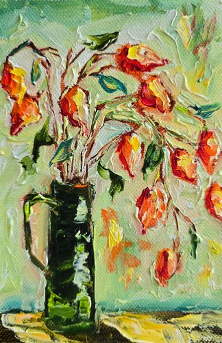 Autumn flowers oil painting