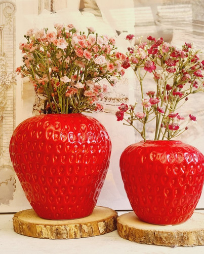 Erdbeere vase blumenvase - blumenvase, rot