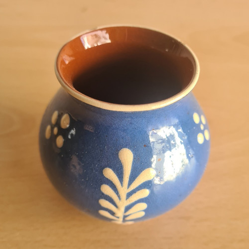 Kleine runde keramikvase - runde, blau