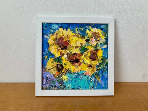 Sunflowers vase impasto oil - vase,